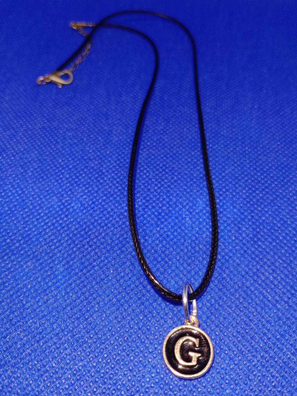 Initial G Pendant Necklace in Black with Gold Accent